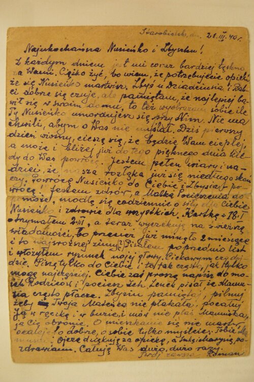 List  ze Starobielska Romana Siekańskiego do żony, fot. zbiory rodziny Siekańskich